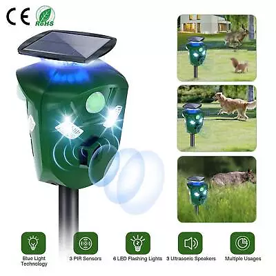 Solar 360° Ultrasonic Animal Repeller Cat Skunk Deer Motion Sensor USB Repellent • $36.33