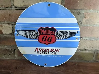 Vintage Phillips 66 Aviaton Motor Oil Porcelain Gas Station Gasoline Sign 12  • $129.99