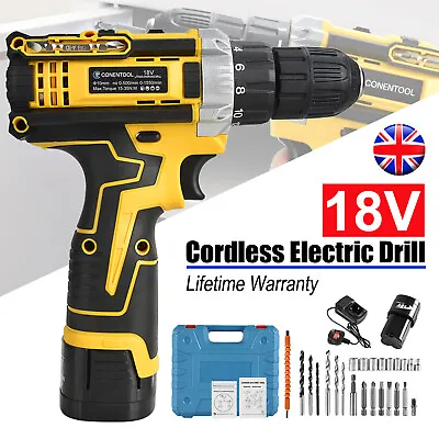 18V Cordless Drill Combi Driver Electric Screwdriver Set + Battery +Charger New • £20.99