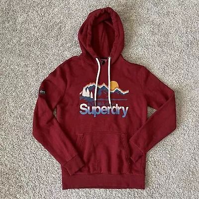 Superdry Hoodie Mens Medium Red Core Logo Great Outdoors Hooded Sweater • $24.50