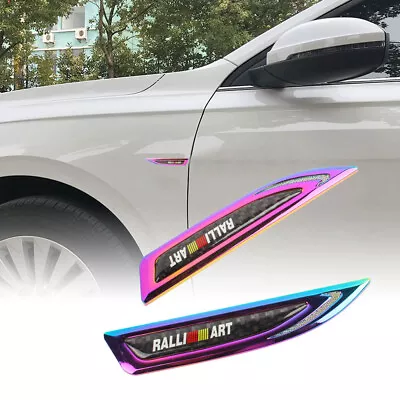 2Pcs RALLIART Neo Chrome Metal Emblem Car Trunk Side Wing Fenders Badge Sticker • $15.88