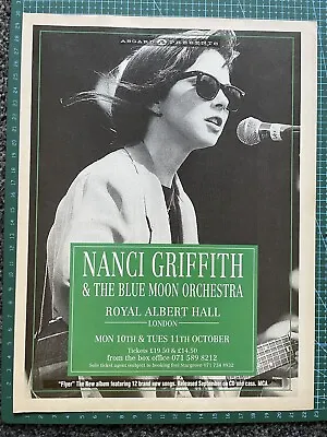 Nanci Griffith Royal Albert Hall A4 Tour Poster/Original Magazine Advertisement • £8