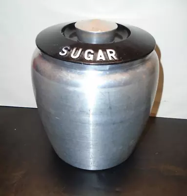 Vintage Kromex Spun Aluminum Sugar Canister With Black Lid • $12