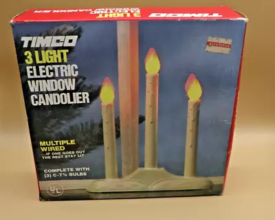 Vintage Christmas Window Candolier 3 Light Plastic Electric Candle Timco New • $9.99