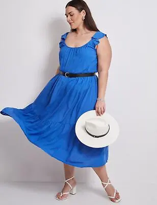 $26.52 • Buy Autograph Flutter Cap Sleeve Tiered Maxi Dress Womens Plus Size Clothing