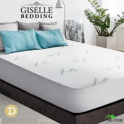 $22.50 • Buy Giselle Water-resistant Mattress Protector Bamboo Fibre Cotton Cover Double