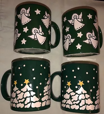 Waechtersbach Green Christmas - Angels & Trees Coffee Mugs  Made In Germany. • $50