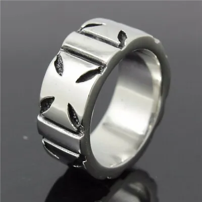 Iron Cross Band Stainless Steel Men's Military Surfer Biker Silver Maltese Ring  • $25