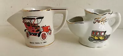 2 Vintage Ceramic Shaving Mugs Japan Renault 1906 Buick Model  C  1905 (c659) • $25