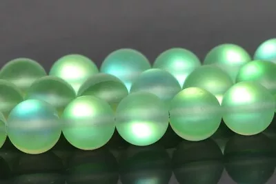 Matte Green Mystic Aura Quartz Beads Round Loose Beads 6-7/8/10/12MM • $3.79