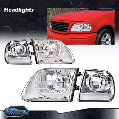 Clear Chrome Headlights & Corner Lights Fit For 1997-2003 Ford F150 Expedition • $54.94