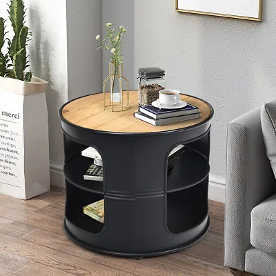 £79.99 • Buy 3-Tier Round End Table Coffee Snack Table Rustic Storage Side Table Nightstand 
