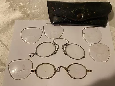 Antique Vintage Eyeglasses Spectacles Lot Lenses Vintage Case • $9.99