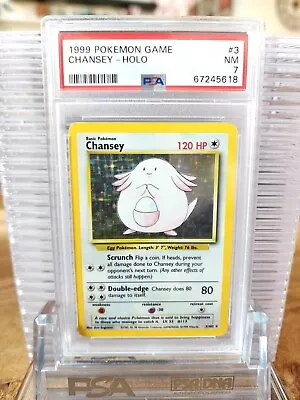 $49.99 • Buy 1999 Pokemon Game Base Set Unlimited Chansey Holo #3/102 PSA 7 NM