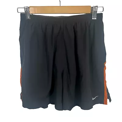 Nike Fit Dry Running Shorts Liner Mens Size Medium Black Orange Pockets • $19.97