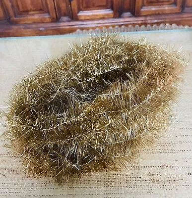 Antique Vintage Christmas Feather Tree Gold Tinsel Garland 23’ • $29.99