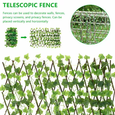 Garden Artificial Screening Expanding Trellis Fence Privacy Screen Ivy Leaves) H • £8.26