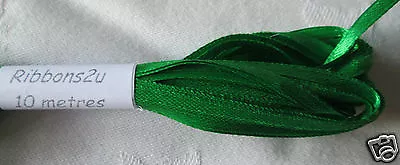 3mm DOUBLE FACED SATIN RIBBON  3m Length Lots Of Colours Thin Narrow • £1.70