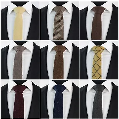 £10.99 • Buy Mens Necktie Wool Tweed Tie Brown Black Grey Silver Men Ties