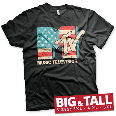 Officially Licensed MTV Distressed USA-Flag BIG & TALL 3XL4XL5XL Men's T-Shirt • £22.98