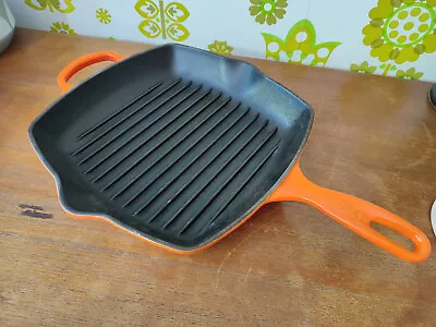 Le Creuset Square Volcanic Orange Cast Iron 26cm Griddle Skillet Frying Pan (11) • £42