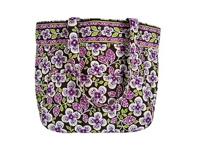 Vera Bradley Tote Bag Handbag Purple Plum Petals Pattern Snap Closure • $19.99