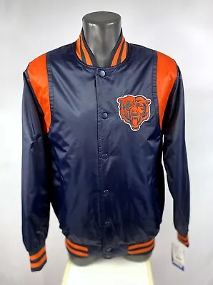 CHICAGO BEARS Throw Back STARTER Jacket BEARS BLUE & ORANGE 3X 4X • $109.99