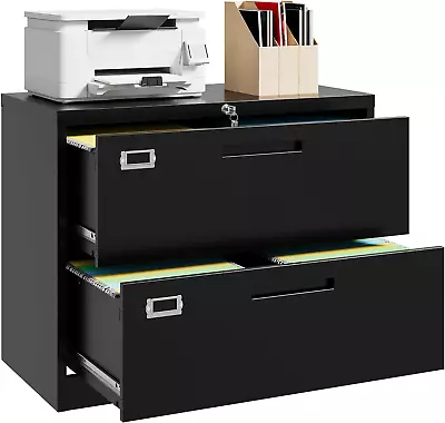 Lateral File Cabinet With Lock 2 Drawer Metal Filing Cabinet For Home Office L • $153.99