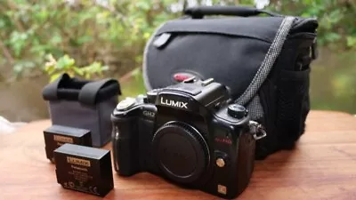 Panasonic Lumix GH2 M43 Camera Body Batteries X2 Case Screen Hood • £150