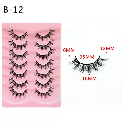 7 Pairs Manga Lashes Natural Look False Eyelashes Anime Lashes Mink Wispy Spiky • £4.39