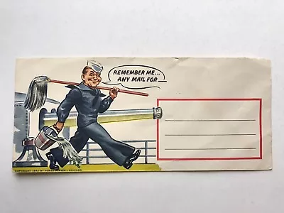 1942 WWII Military Theme Stationery Envelope W/ Navy Sailor On Deck • $33