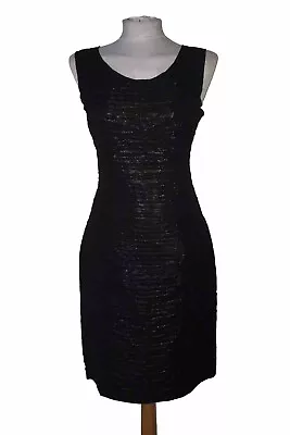 D&g Classic Black Shimmer Scoop Neck Sleeveless Crinkle Dress Size 10 • £75