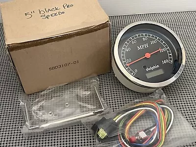 Dolphin Black Electronic Speedometer 5  Gauge Hotrod Ford Chevy Nos • $162.99