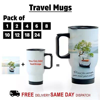 Thermal Sublimation Travel Mug Insulated Drinks Flask Outdoor Coffee Tea Cup Lid • £144.99