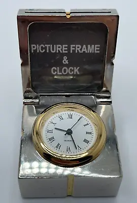 Picture Frame Present Desk Clock Roman Numerals Two Tone Case Quartz Analog • $14