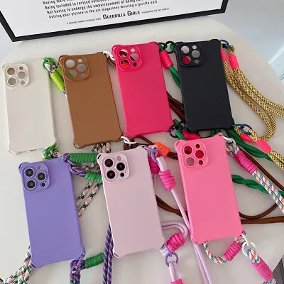 Creative Four-corner Lanyard Phone Case For IPhone 14 Pro Max 13 12 Pro 11 XR XS • $10.94