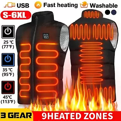 Electric Vest Heated Jacket USB Thermal Warm Heat Pad Winter Body Warmer Unisex • $40.99