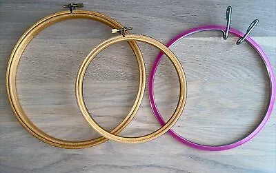 Collection Of Embroidery Hoops X 3 Great Condition/wooden & Plastic (unused)  • £6