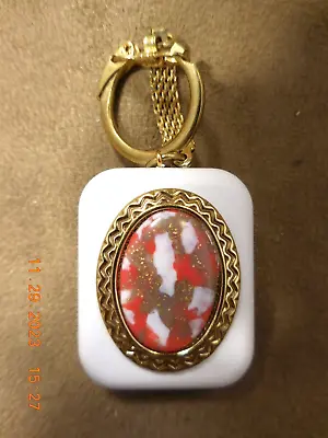 Vintage Sankyo Music Box Keychain Abstract Red  Raindrops Keep...   (see Video) • $20