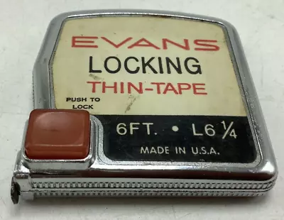 Vintage EVANS THIN 6-foot Locking Tape Measure - Retractable Very Good • $7.99