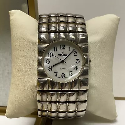 Visage Thick Band Bracelet Watch Silver • $25.90