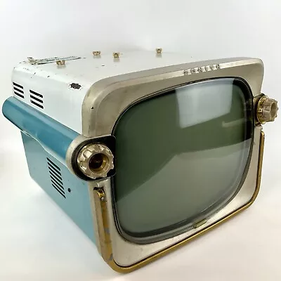 Vtg Zenith Portable Television Turquoise Teal Gold Atomic 50's MCM Retro TV • $275