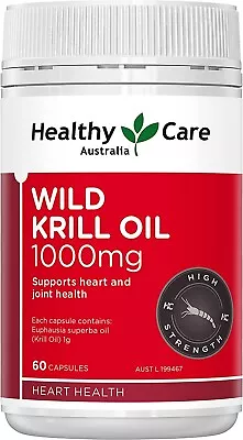 Healthy Care Wild Krill Oil 1000mg Capsules 60 Count • $38.40