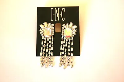 Inc Silver Tone Multi Shaped Crystal Statement Dangle Earrings 2 1/2  • $3.25