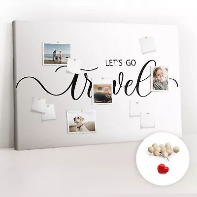 Pinboard Memo School Corkboard With Pins 120x80 Cm - Word Lets Go Travel • £91.71