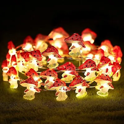 3D Mushroom Decor Lights 6.6ft 20 LEDs Mushroom Lights Battery Powered Mushroom • £4.37