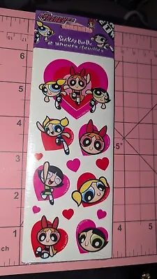 Vintage POWERPUFF GIRLS Stickers Valentine AMERICAN GREETINGS NEW SEALED 2 Sheet • $7.50