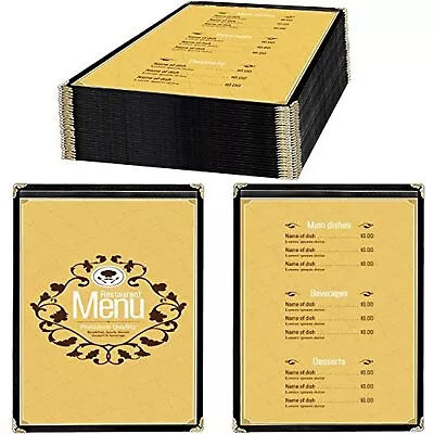 25 Pack Of Menu Covers - Single Page Fits 8.5 X 14 Inch Paper Menu Holder • $46.19