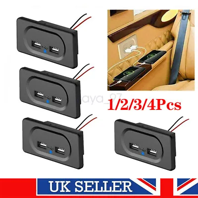 1-4x 12v 3.1a Dual USB Socket Charger Panel Caravan Motorhome Camper USB Plugs • £6.59