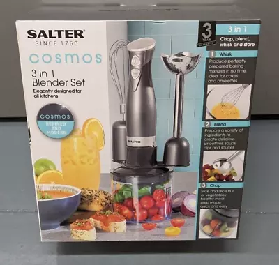 Salter Food Blender Hand Mixer Set 3 In 1 Processor Electric Whisk Chopper 350 W • £27.90